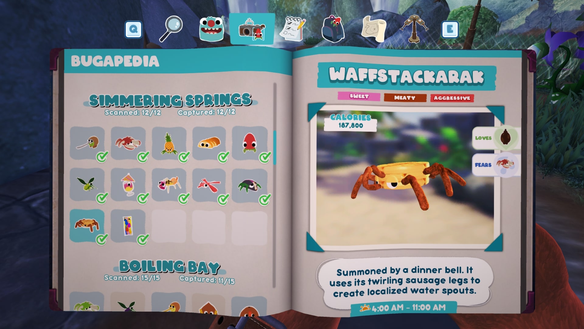 Bugsnax Bugapedia: Waffstackarak