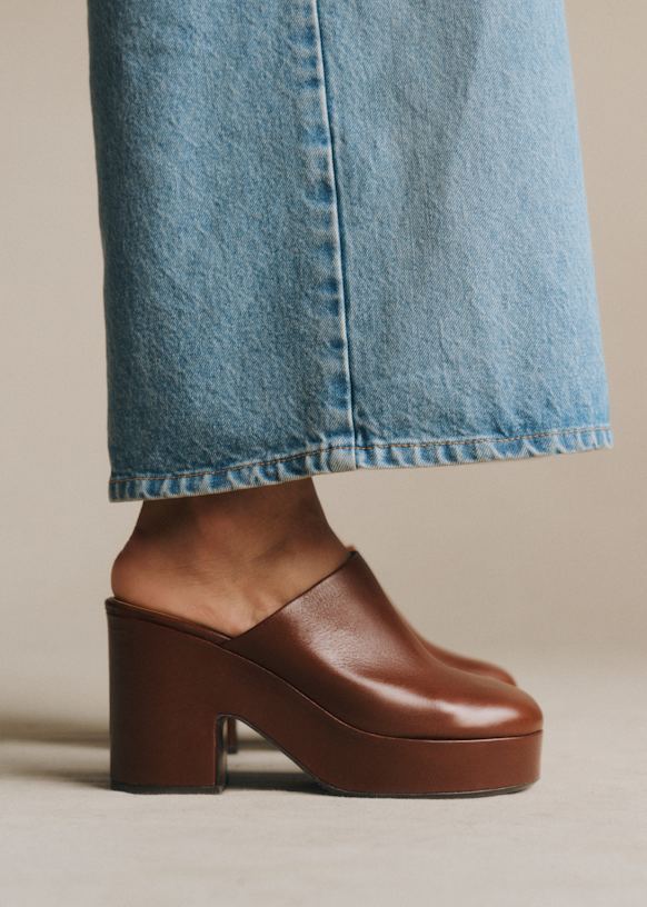 Callie High Mule - Vintage Mocha - Bovine Leather - S&amp;eacute;zane