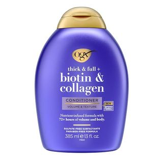 Ogx Thick & Full + Biotin & Collagen Volumizing Conditioner, Nutrient-Infused Conditioner With Vitamin B7 Biotin Gives Hair Volume & Body for 72+ Hours, Sulfate-Free Surfactants, 13 Fl. Oz