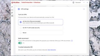 McAfee Total Protection Essential VPN settings