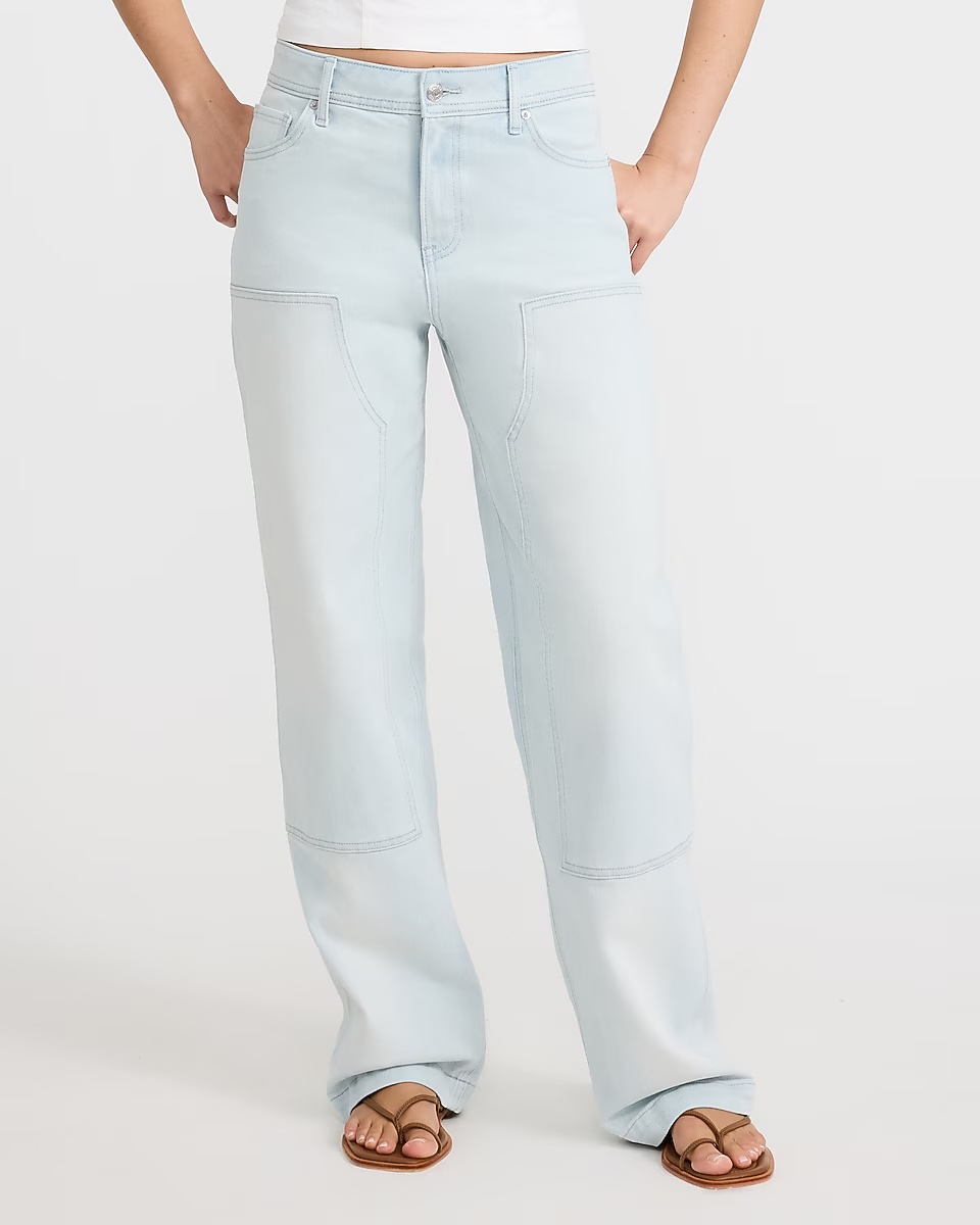 express, High Waisted Light Wash Relaxed Straight Carpenter Jeans