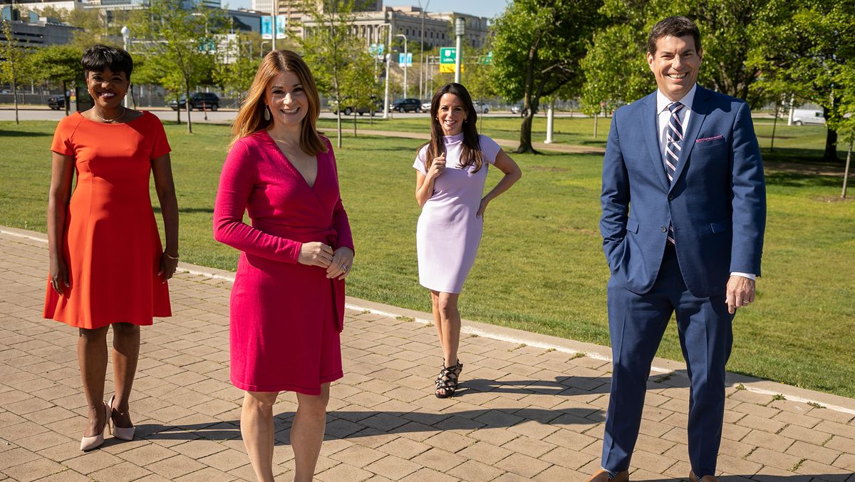 (From l.): Danielle Wiggins, Maureen Kyle, Hollie Strano and Dave Chudowsky make up the morning team at WKYC.