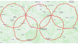 Strava art by Guillaume Koudlansky and Vincent Brémond - Olympic rings