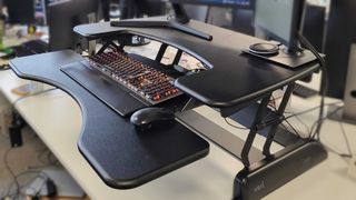 The Varidesk pro plus three quarter angle.