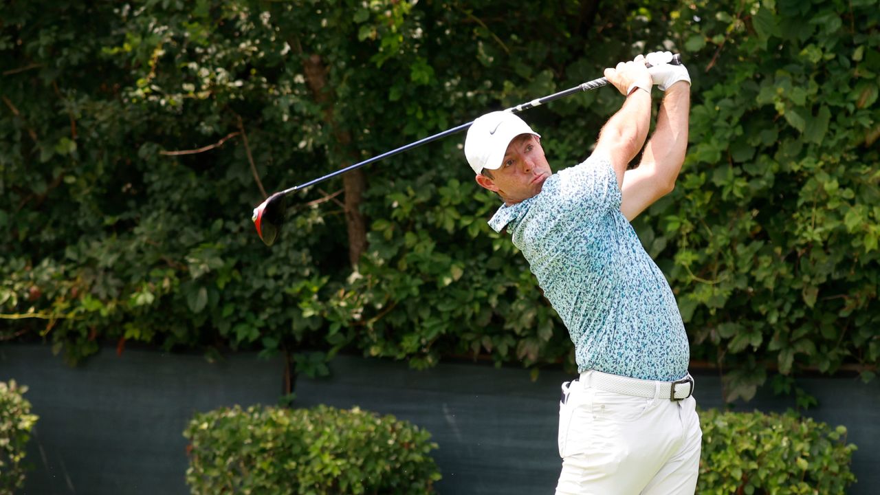 Rory McIlroy plays his tee shot on the second hole during the final round of the BMW Championship.