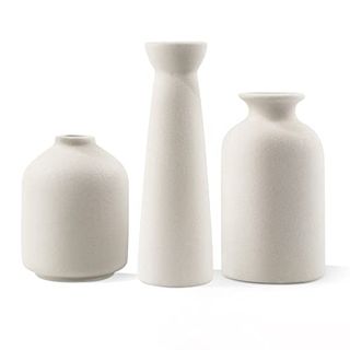 Napormot Ceramic Vase,small Vases for Decor,set 3 Modern Boho Vases for Flower Pampas,fit for Living Room Desk Shelf Decor (white)