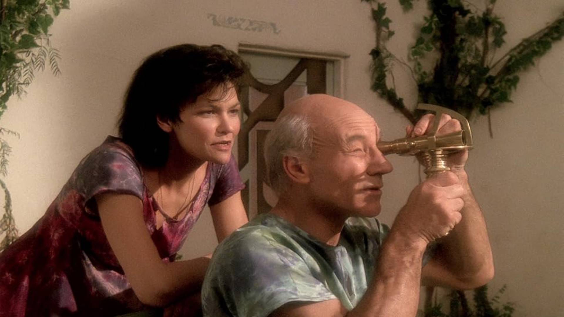 Margot Rose and Patrick Stewart in Star Trek: The Next Generation