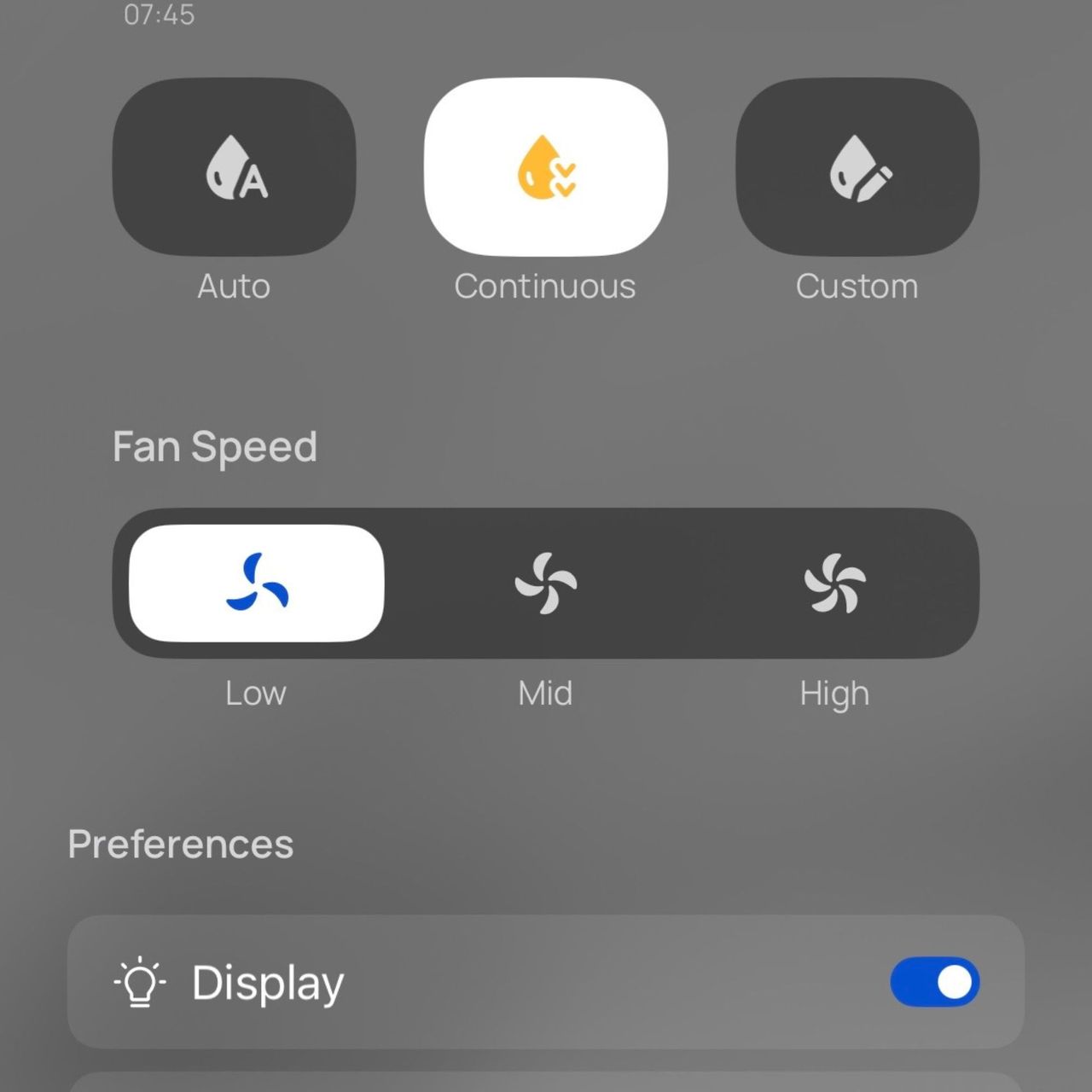 DREO dehumidifier being controlled in DREO app