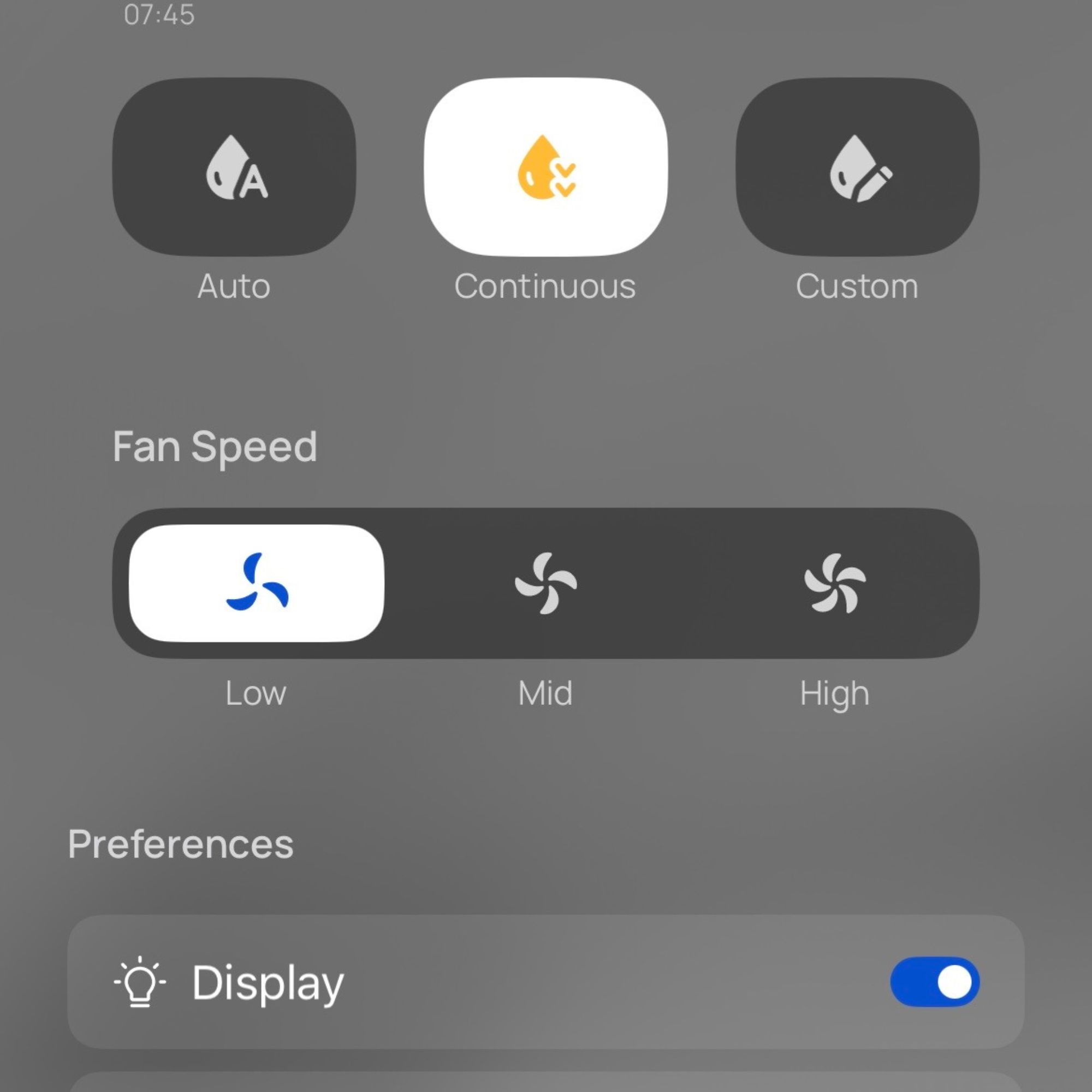 DREO dehumidifier being controlled in DREO app