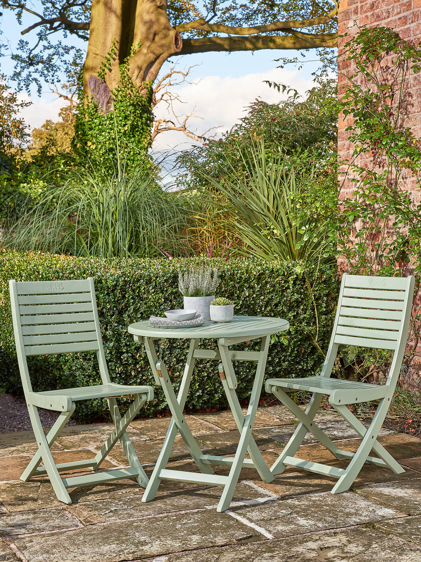 small pastel green bistro set by John Lewis