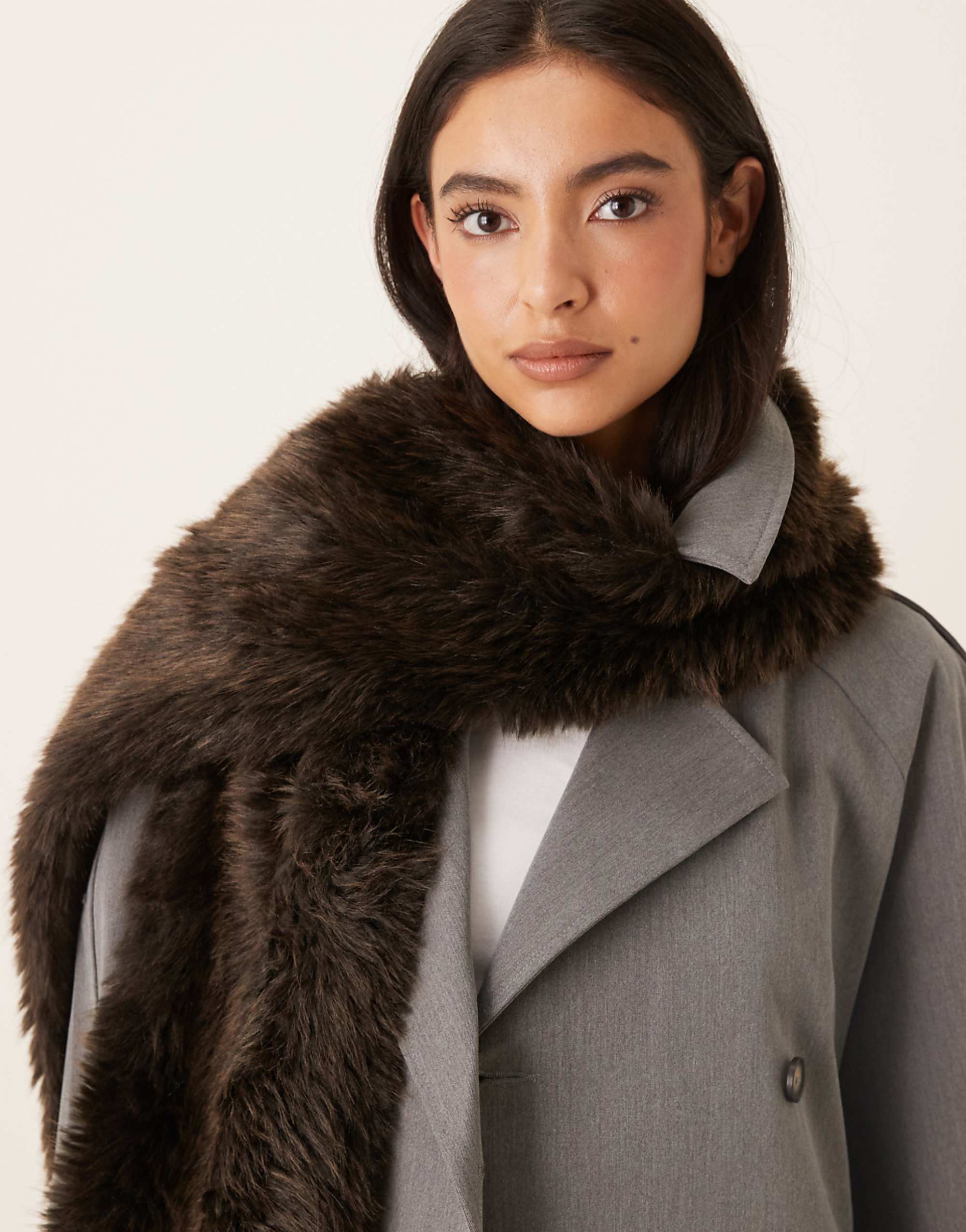 Sister Jane Malone Faux Fur Shawl in Chocolate Brown