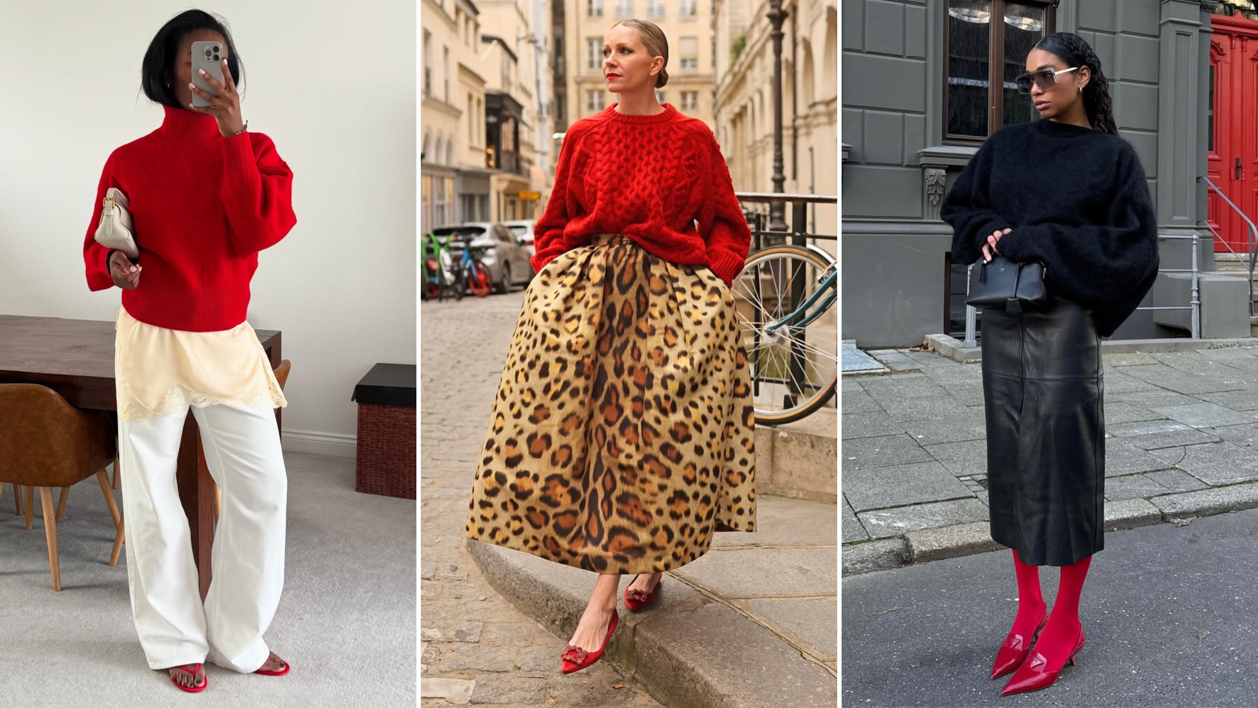 @nlmarilyn, @blaireadiebee, @cherifaakili wearing red outfits