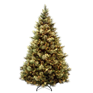 classic faux tree with gold light accents
