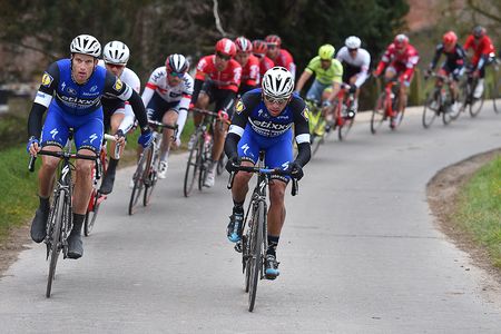 Fernando Gaviria was in with a chance at the finish of Dwars door Vlaanderen