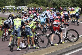 Alberto Contador crashes on stage 1 of the 2016 Tour de France