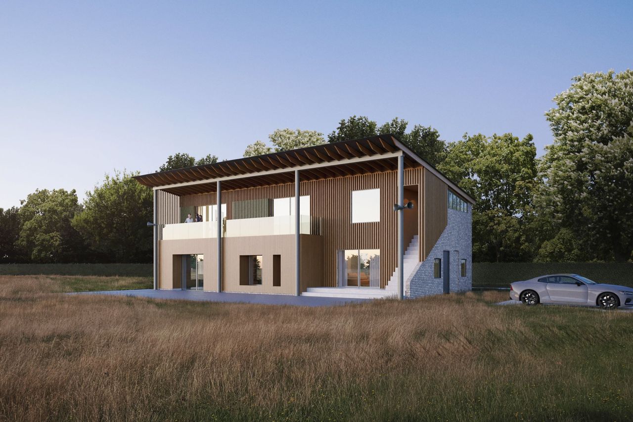 A design for a house using the structure of a former horse racing stand