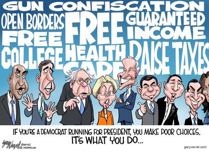 Political Cartoon U.S. Democratic Presidential Candidates Debate