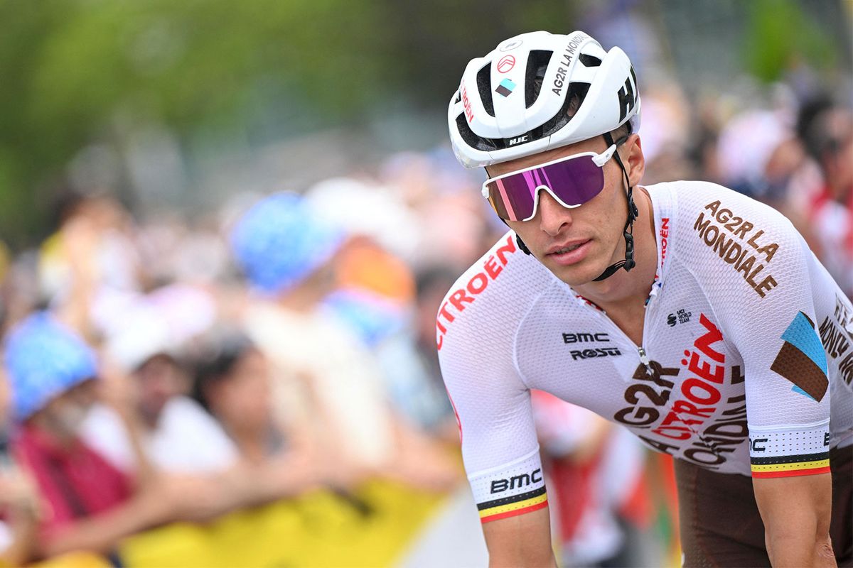 Belgian Oliver Naesen of AG2R Citroen Team pictured at the start of the second stage of the Tour de France cycling race a 2089 km race from VitoriaGasteiz to San Sebastian Spain Sunday 02 July 2023 This years Tour de France takes place from 01 to 23 July 2023 BELGA PHOTO JASPER JACOBS Photo by JASPER JACOBS BELGA MAG Belga via AFP Photo by JASPER JACOBSBELGA MAGAFP via Getty Images