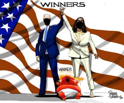 Political Cartoon U.S. Trump Harris Biden&nbsp;