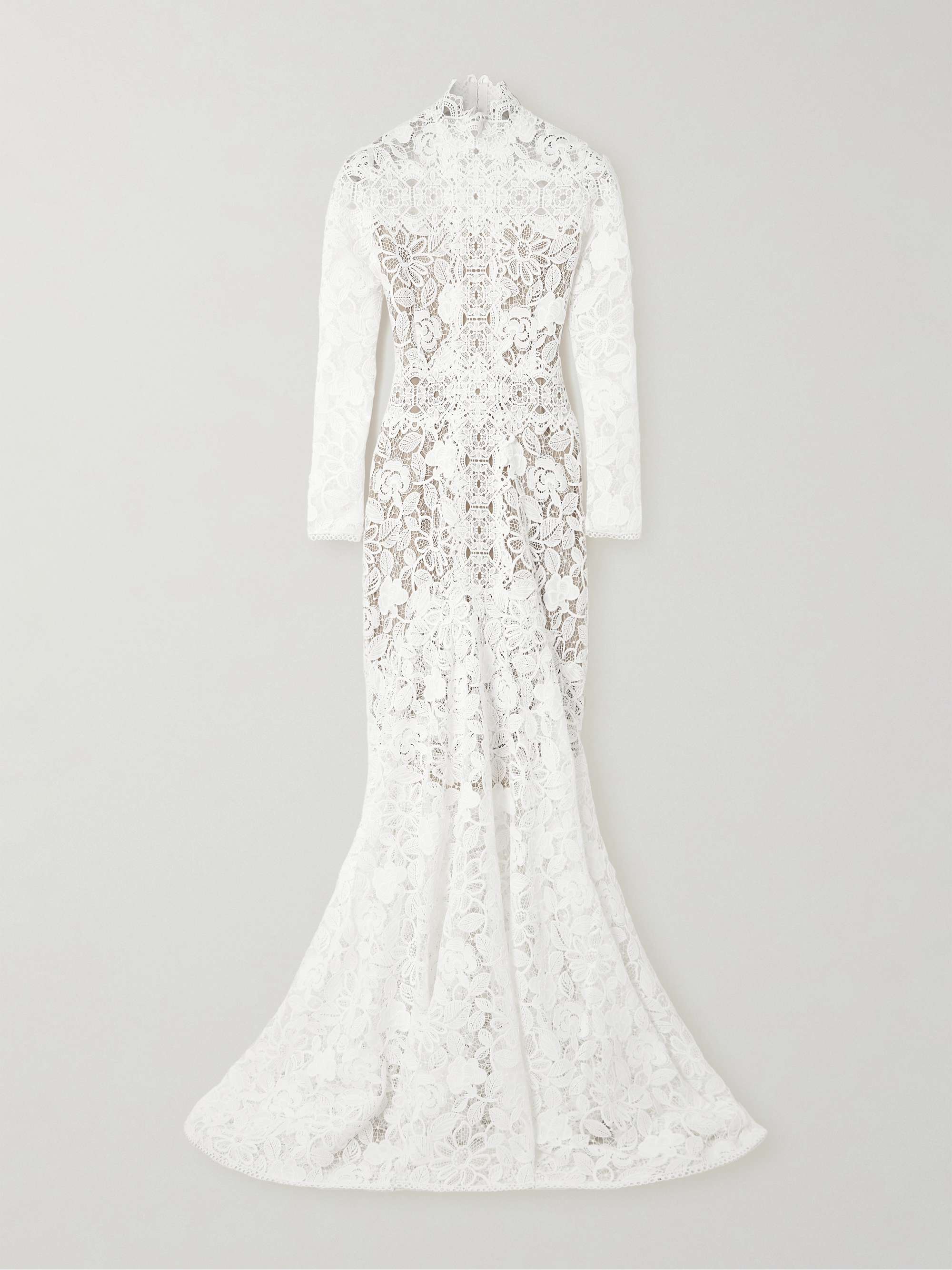 Alessa Cutout Corded Lace and Tulle Turtleneck Gown