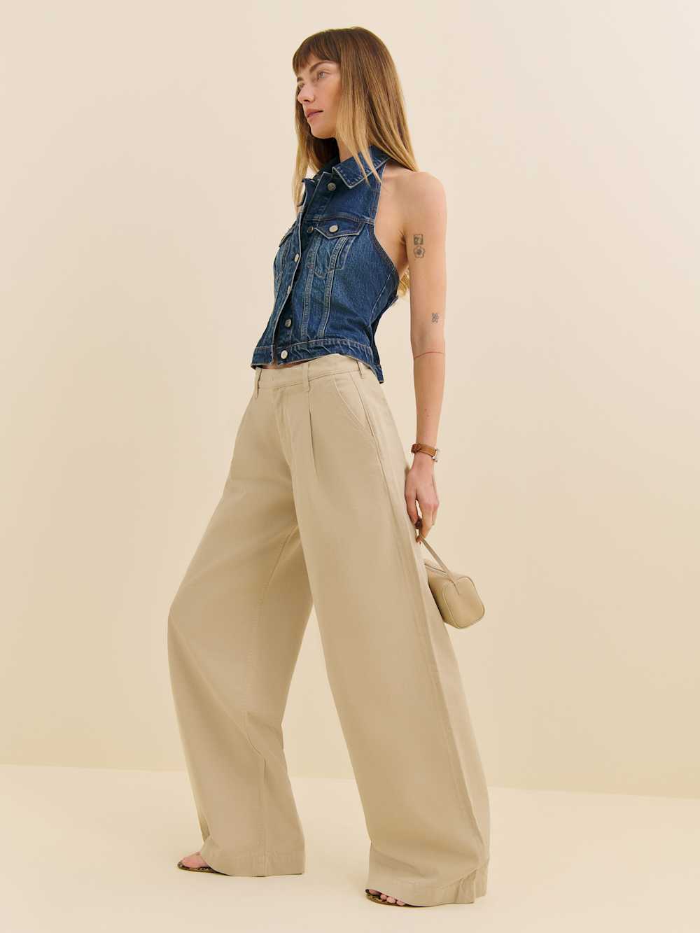 Malia Mid Rise Wide Leg Pleated Trouser Pants