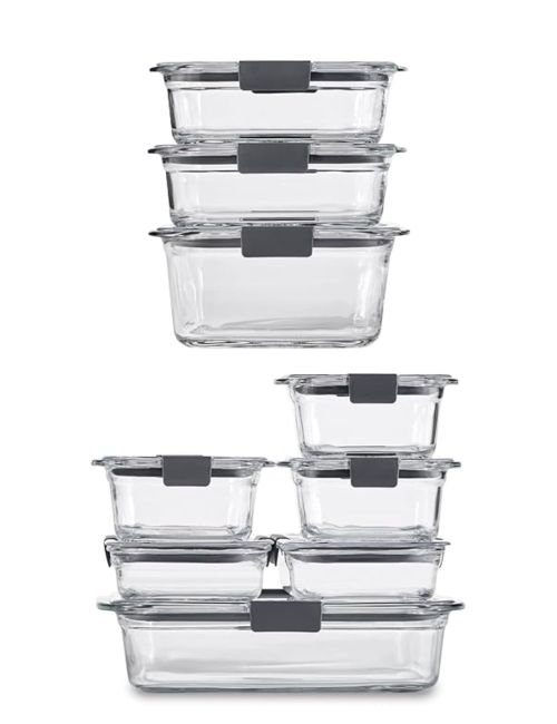 Rubbermaid Brilliance Glass Food Storage Containers, Set of 9