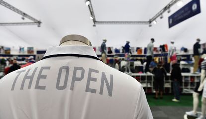 The Open is written on the back of a mannequin in the merchandise tent