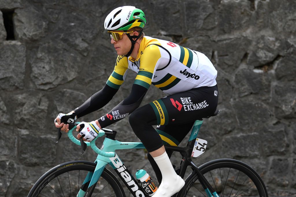 INNSBRUCK AUSTRIA APRIL 19 Cameron Meyer of Australia and Team BikeExchange during the 44th Tour of the Alps 2021 Stage 1 a 1406km stage from Brixen to Innsbruck TourofTheAlps TouroftheAlps on April 19 2021 in Innsbruck Austria Photo by Tim de WaeleGetty Images