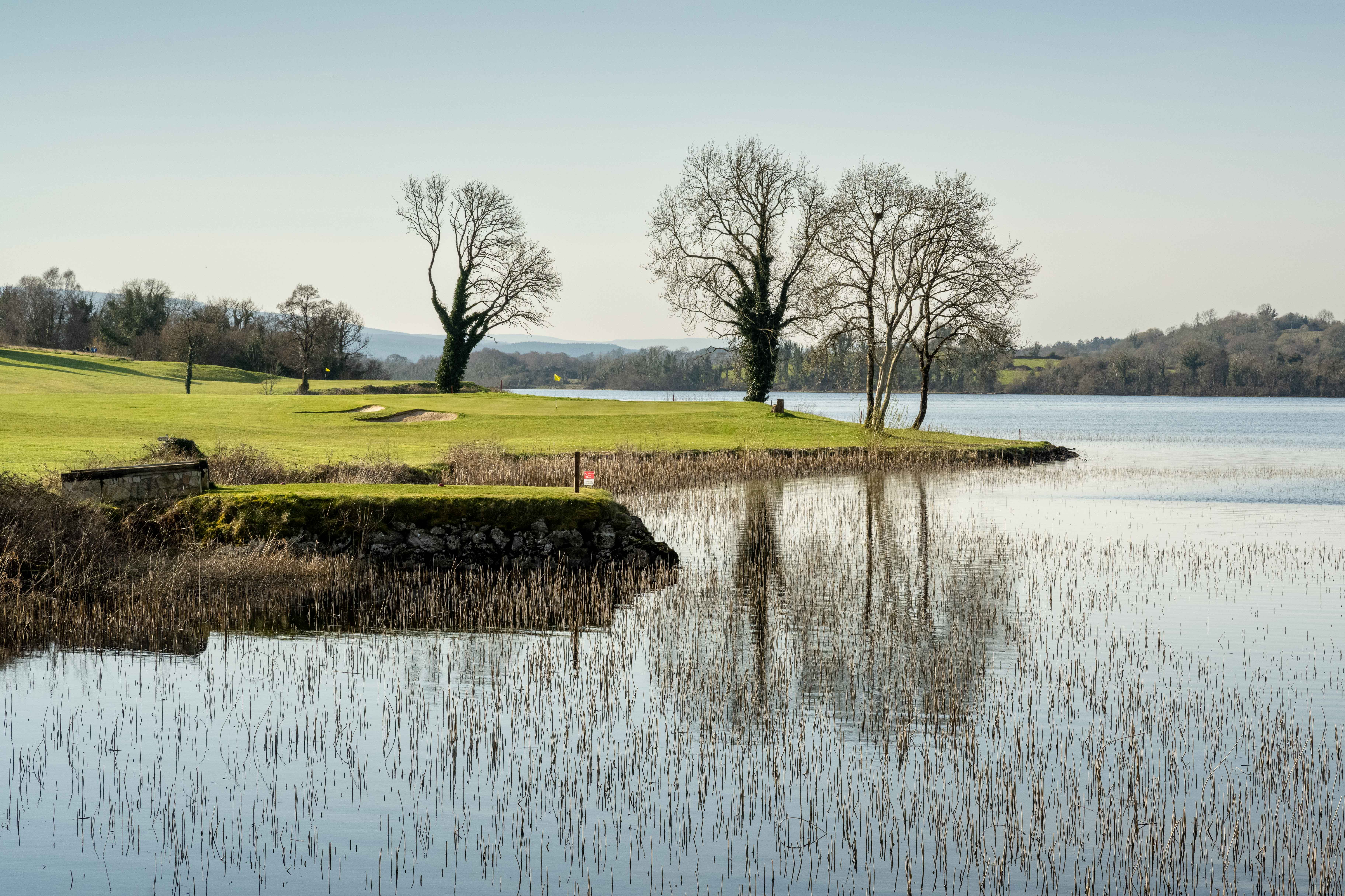 The signature par-3 2nd at Blacklion Golf Club