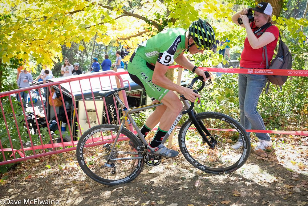 Gage Hecht (Alpha Bicycle) riding the steep run-up