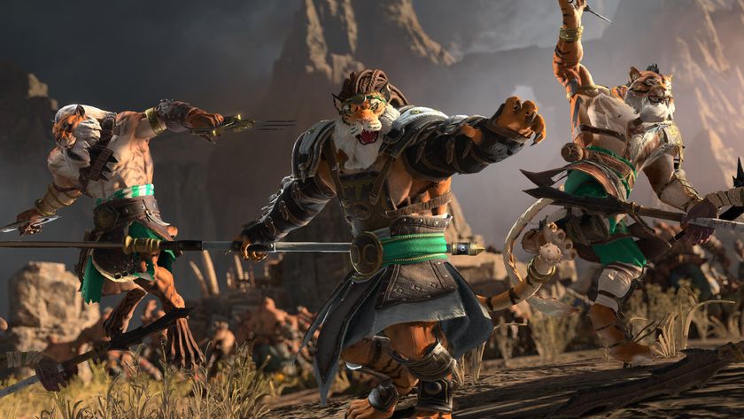 A trio of Tiger Warriors in Total War: Warhammer 3.