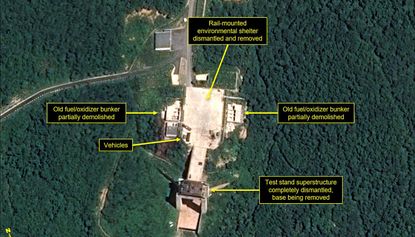 Satellite image purporting to show the partial dismantling of a North Korean rocket facility