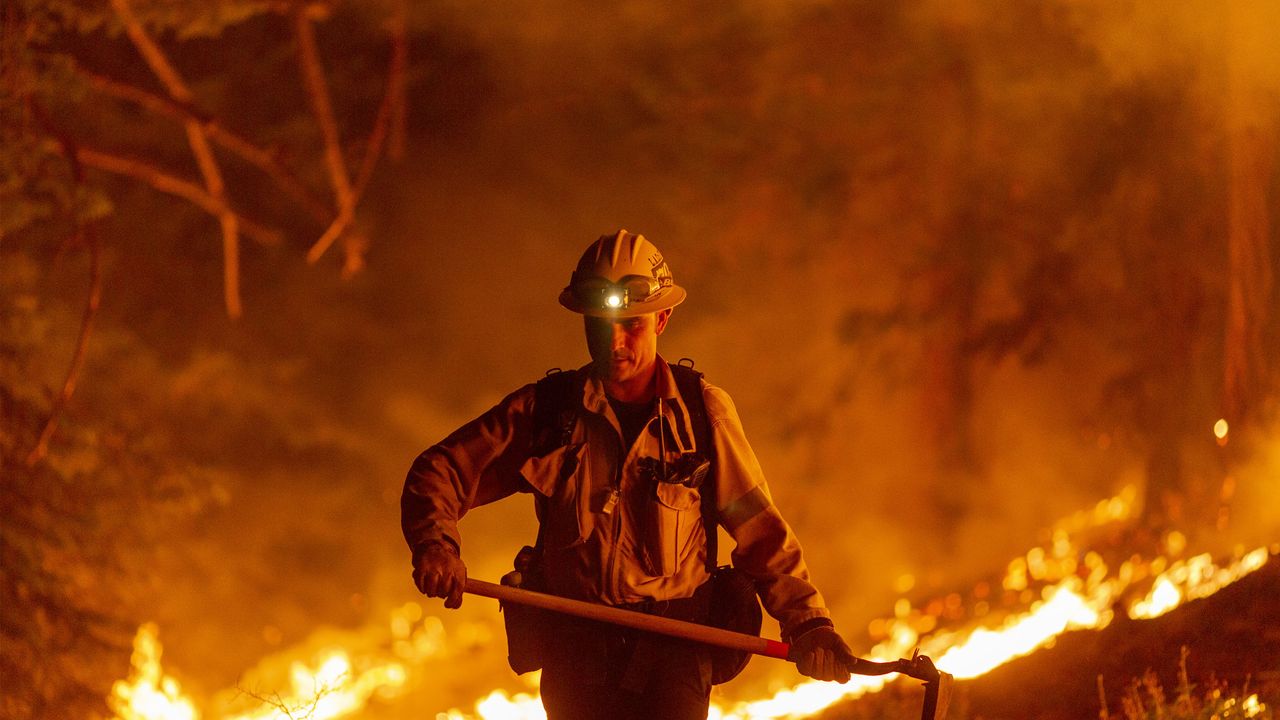 monrovia, ca september 11 los angeles county firefighters, using only hand tools, keep fire from jumping a fire break at the bobcat fire in the angeles national forest on september 11, 2020 north of monrovia, california california wildfires that have already incinerated a record 23 million acres this year and are expected to continue till december the bobcat fire has grown to more than 26,000 acres photo by david mcnewgetty images