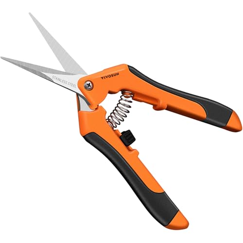 Vivosun 6.5 Inch Gardening Scissors Hand Pruner Pruning Shear With Straight Stainless Steel Blades Orange 1-Pack