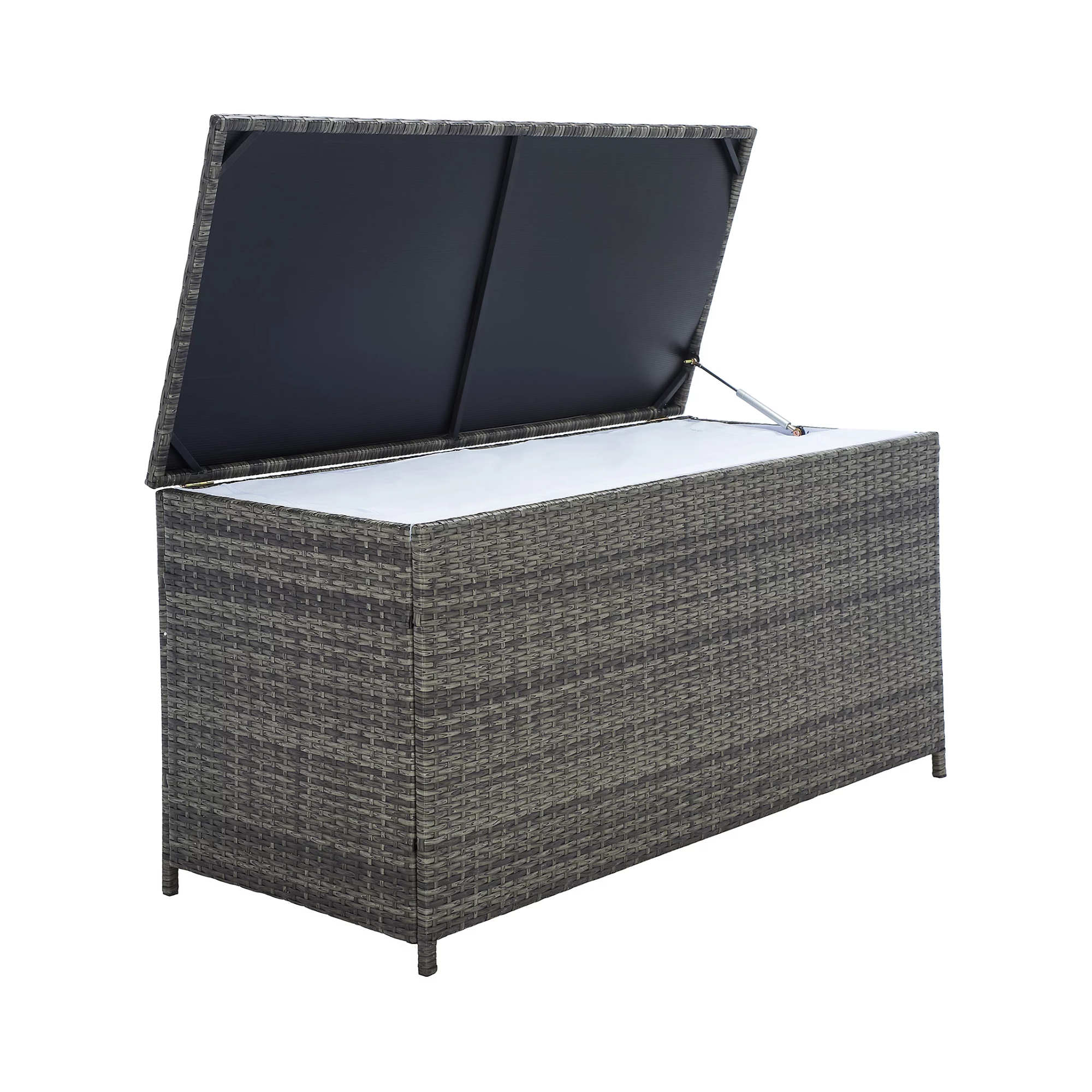 an outdoor storage bench