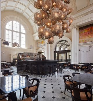 Interiors of Pollini at Ladbroke Hall with chandelier