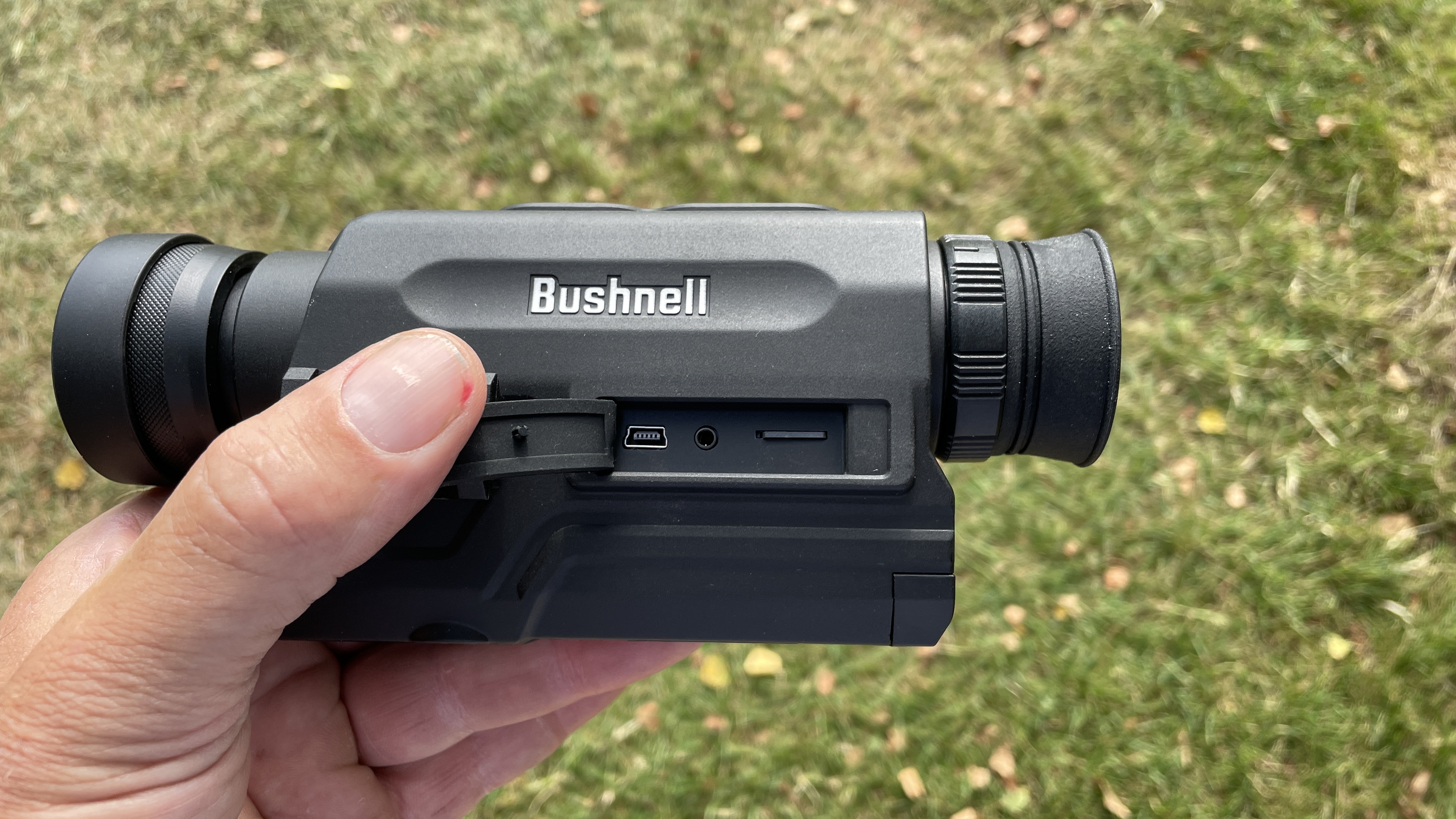 The Bushnell Equinox X650 Night Vision 5x32 Monocular in the hand