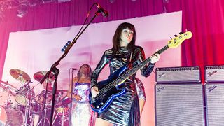 Simone Marie Butler, Bassist of Primal Scream performs live during a concert at Liverpool University on their 2025 "Come Ahead" Tour