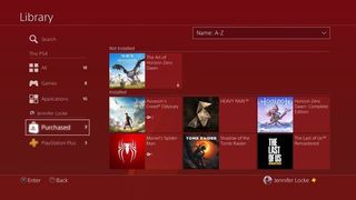 PS4 library purchased screen