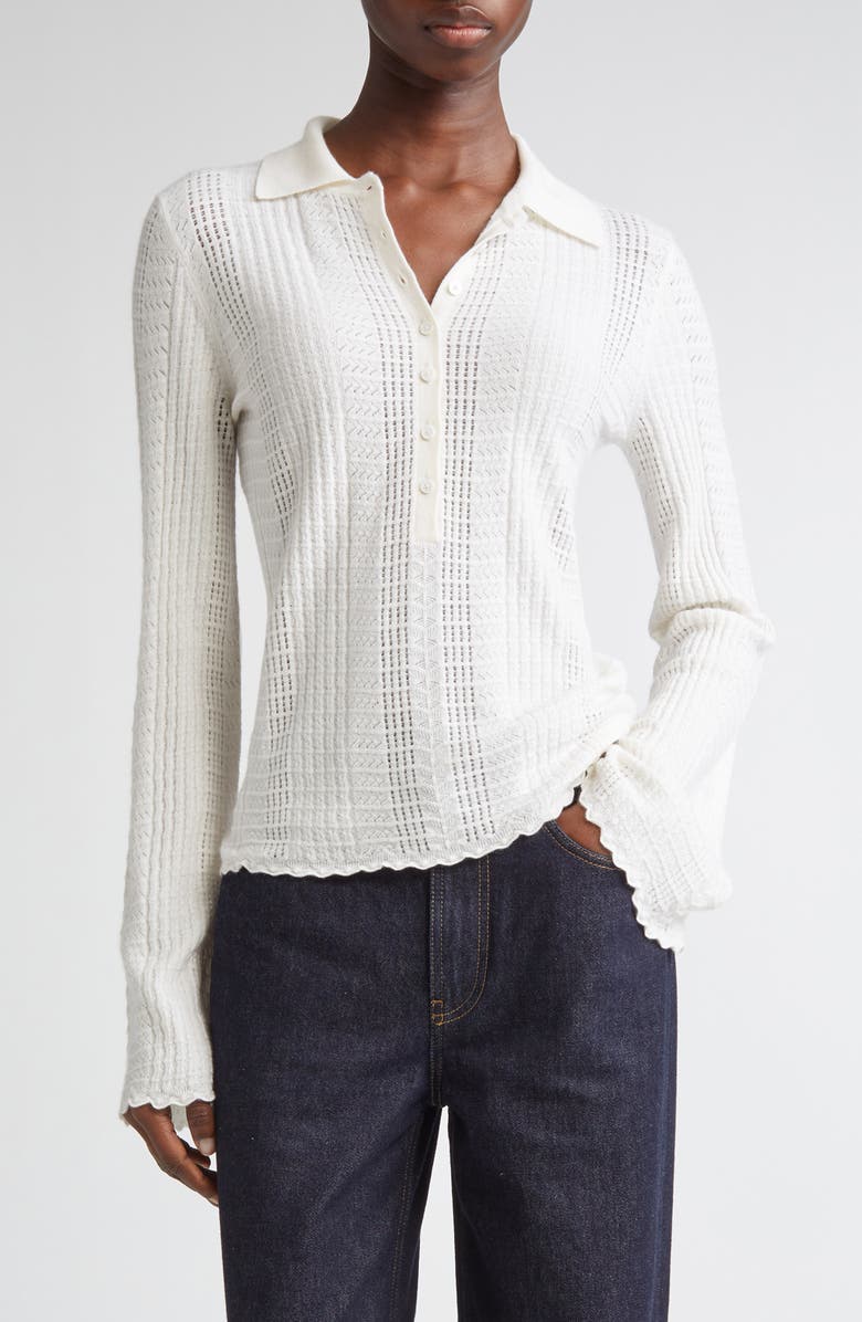 Tiha Long Sleeve Wool &amp;amp; Cashmere Polo Sweater