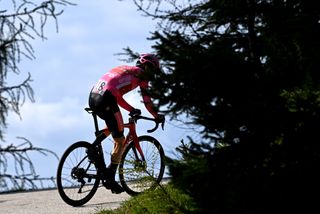 MONTE LUSSARI ITALY MAY 27 Geraint Thomas of The United Kingdom and Team INEOS Grenadiers Pink Leader Jersey sprints during the 106th Giro dItalia 2023 Stage 20 a 186km individual climbing time trial stage from Tarvisio 750m to Monte Lussari 1744m UCIWT on May 27 2023 in Monte Lussari Italy Photo by Tim de WaeleGetty Images