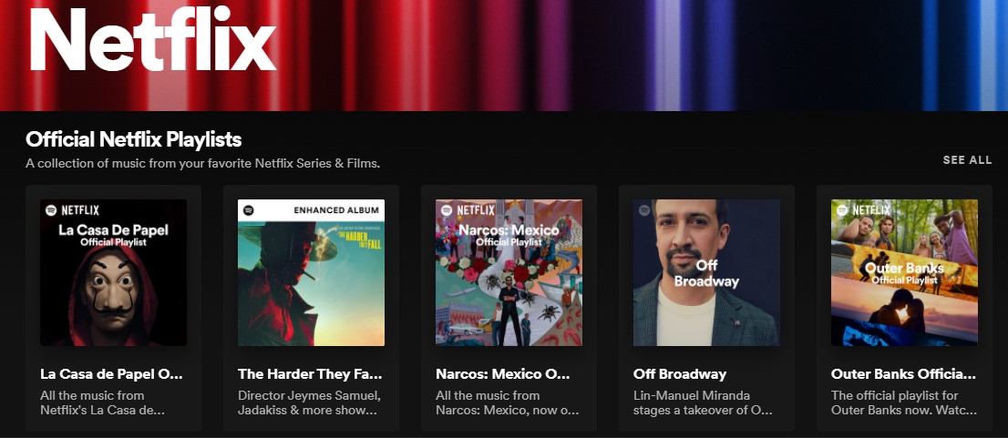 Netflix Hub offers on Spotify exclusive content