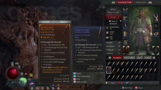 Diablo 4 looking at Druid character's weapon inventory