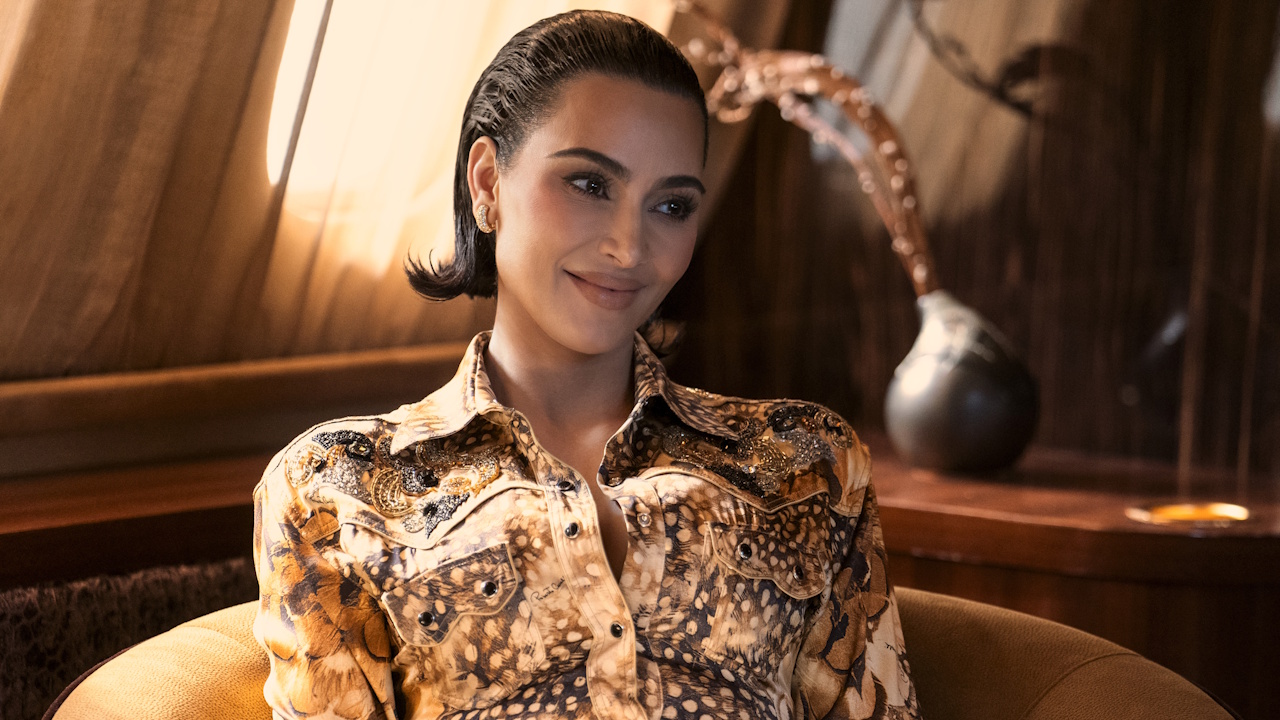 Kim Kardashian is shown in the Hulu series All's Fair.