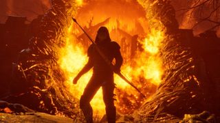 Archer standing in front of Oblivion gate