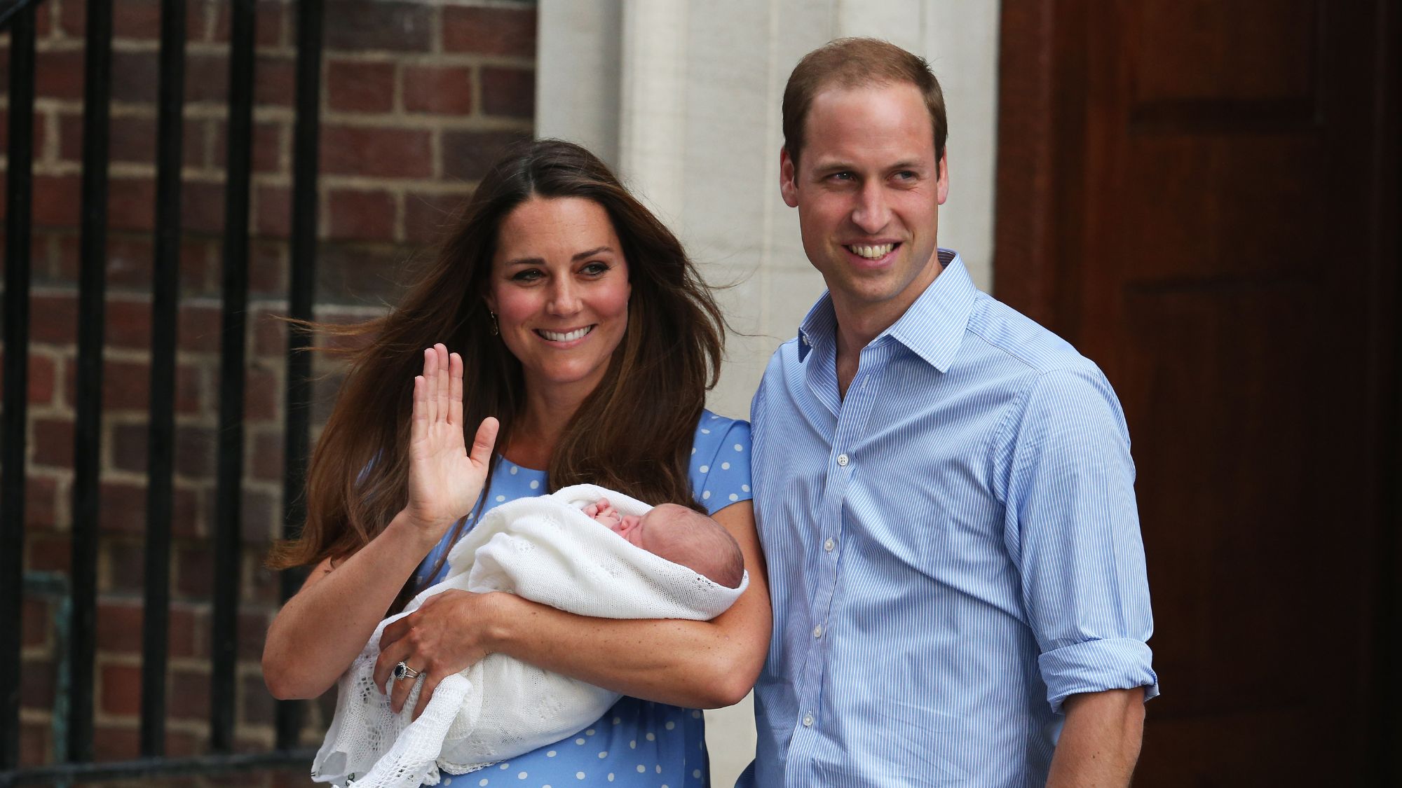 The Duke and Duchess of Cambridge welcome Prince George in 2013