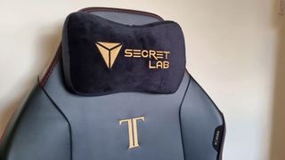 A detail shot of the back of the headrest of the Secretlabs Titan Evo chair.