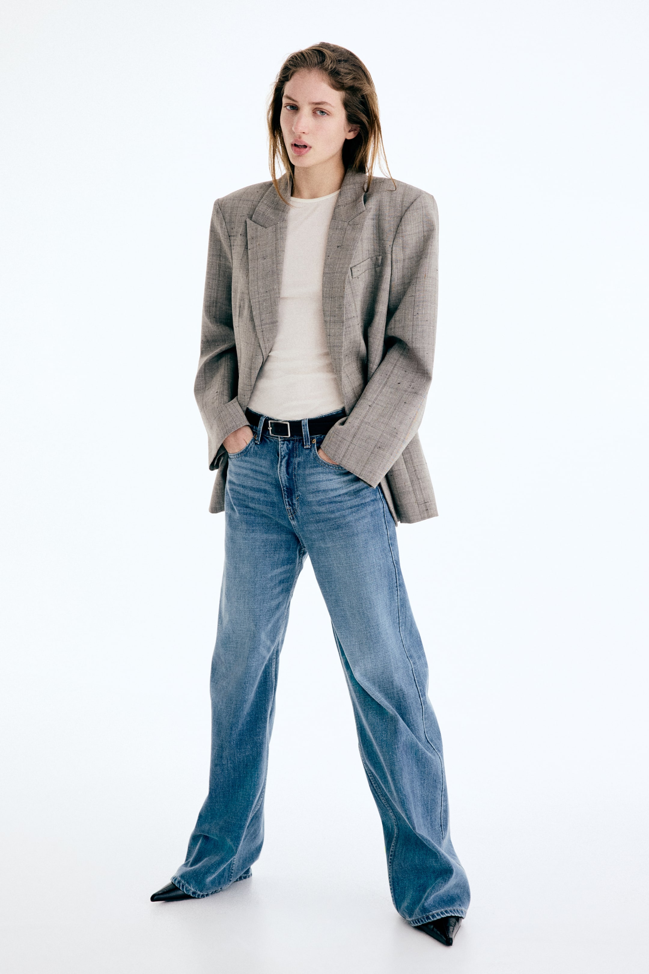 Wide High Jeans - White