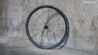 This is Hunt's new carbon-spoked, carbon-rimmed, prototype wheelset