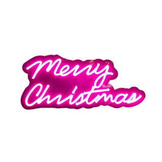 Shine Decor Pink Merry Christmas Neon Sign in script